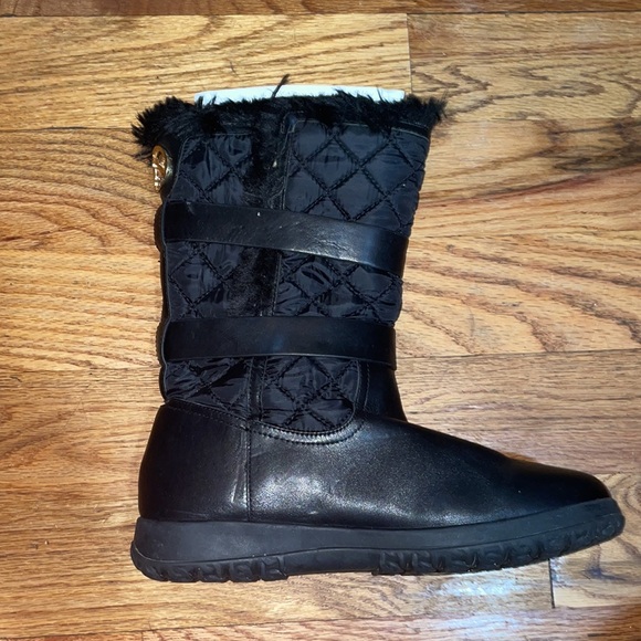 NEW Michael Kors FLAT Aaron fur trimmed quilted leather winter Boots 10 - Picture 6 of 15